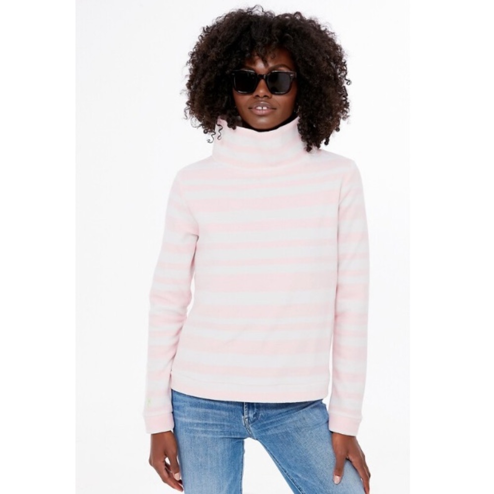 Tuckernuck Dudley Stephens Park Mockneck Slope Violet Pink & White Sweater L